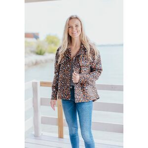 Simply Southern Leopard Jacket Shacket Button up Medium